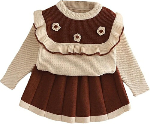 セットアップ キッズ ベビー服 女の子 プリーツスカート子供服 上下セット トップス 長袖 ニット セーター ジュニア おしゃれ 可愛い 春服 秋物 冬 入学 入園 誕生日 プレゼント 幼稚園 小学生