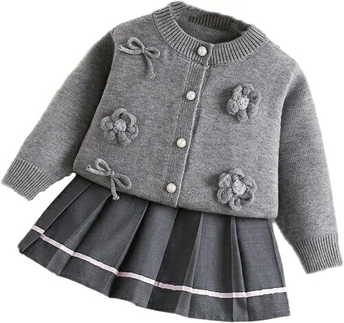 子供服 女の子 セットアップ 秋冬 発表会 誕生日 おしゃれ 上下セット ニットトップス＋プリーツスカート 2点セット 結婚式 呼ばれ 暖かい セーター スカート カワイイ 通学 通園 春着 秋着 ガ
