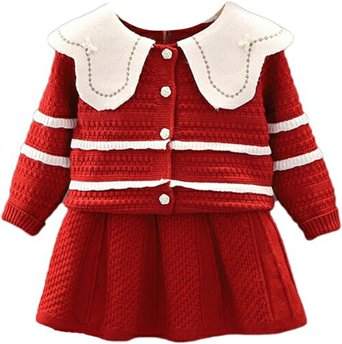 セットアップ 上下セット ニットトップス 無地 プリーツスカート 2点セット ニット 可愛い 子供服 女の子 ガールズ キッズ プルオーバー ボトムス 入学式 フォーマル 卒園式 卒業式 ピアノ 発表