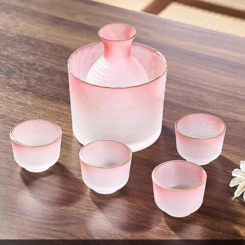 酒器仕かける 瑠璃徳利仕かける 冷酒器仕かける 和酒徳利仕かける 冷酒耐熱瑠璃 おちょこ 盃 徳利 とっくり 徳利+お猪口4個+温酒器 酒燗器 燗瓶 瑠璃 冷酒水飲み 瑠璃徳利 御盆 日本酒用 6点 ぐい呑み・おちょこ-酒器