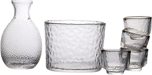 日本酒用 酒器セット ガラス徳利セット 和酒徳利セット 和風 日式 シンプル おしゃれ 徳利１個 ぐい呑み4個セット 燗器1個 プノンペン 酒燗冷酒器 6点セット ガラス グラス 温酒用 居酒屋 家庭 8,112円