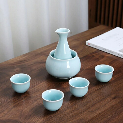 ぐい呑み おちょこ とっくり 仕かける 酒器 陶芸 言い慣わし的な瀬戸もの酒優勝杯 和酒徳利仕かける 酒燗器 燗瓶 熱燗 酒水さし 酒盃 徳利+お猪口4個 温酒用 陰電子領域聞き届ける 食洗機相応う 冷酒 お客さん プレ キッチン用品・食器・調理器具-酒器-ぐい呑み・おちょこ