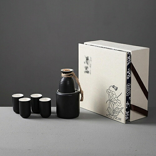 酒器セット 陶器 徳利 おちょこ ぐい呑み とっくり セット 酒器 和酒徳利セット 燗器 ボトル 徳利+お猪口4個+温酒器 日本酒 ギフトボックス付き 家庭用 贈り物 プレゼント 6点セット 電子レン