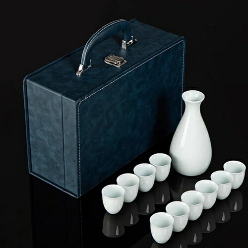 酒器セット 陶器 徳利 とっくり おちょこ ぐい呑み お猪口 酒器揃 お酒入れ 290ml 徳利*1+盃*10 滑り止め 専用箱入り セラミック エレガント シンプル 上品 清酒 贈り物 プレゼント