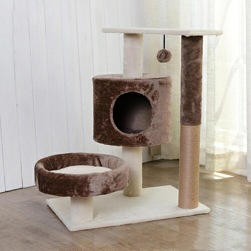 猫 カラー2 爪研ぎ キャットタワーミニ 猫タワー 階段 低い コンパクト 省スペース 52cm 天然サイザル麻 据え置き 組立簡単 猫おもちゃ おしゃれ 可愛い 爪とぎポール インテリア 軽い 展望