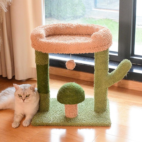 キャットタワー 43*33*51 据え置き 省スペース カラー1 スリム 短足猫 シニア猫 子猫 低い 低め コンパクト 小型 爪とぎ 安定 組立簡単 猫タワー シンプル かわいい おしゃれ 猫ベッド｜Libre777