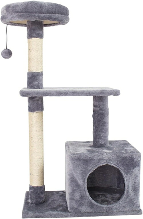 猫 ステップ 猫用階段 ペット用品 隠れ家 キャットタワー 猫ハウス 多頭飼い 猫用 スリム 猫タワー 大型猫 35cm 爪研ぎ 据え置き 省スペース グレー 運動不足 安定 頑丈|Libre777