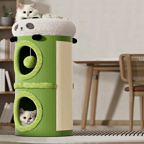 キャットタワー カラー2 省スペース 据え置き型 猫用 猫タワー 運動不足 つめとぎ 耐久 ミニ 昼寝 隠れ家 低い 遊び場 猫おもちゃ かわいい おしゃれ 35cm ストレス解消 キャットランド|Libre777