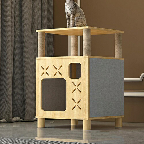 猫 爪研ぎハウス 猫ベッド ストレス解消 キャットタワー スリム 猫爪とぎポール インテリア 40*40*65 可愛い 安定 頑丈 カラー1 長持ち 縦置き型 室内 猫 爪とぎ 猫タワー 猫ベッド 猫｜Libre777