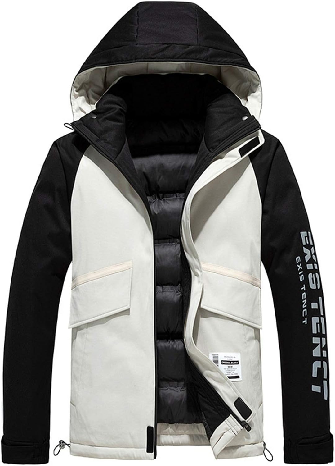 -4XL 中綿コート メンズ ショート丈 フード付き 厚手 防風 防寒 暖かい カジュアル 通勤 通学 登山 アウトドア ダウンジャケット 大きいサイズ ゆったり ファッション 英字柄 3色展開 冬服