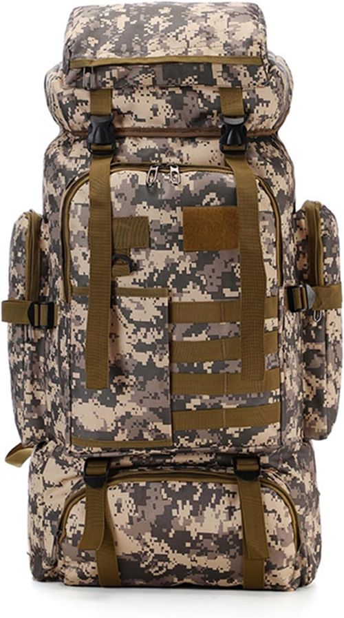 ミリタリー うしろ側容器に並べる 80L 変装柄 山登り 背嚢 タクティカル 背嚢 難民キャンプ 山歩き 客旅 アウトドア用 旅する 軍用 Molle相応う 自衛隊 不仕合わせ用 雨合羽 スポーツウェア・アクセサリー-バックパック・リュック