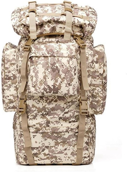 ミリタリー バックパック 大容量 65L アルミニウム製ステー内蔵 登山リュック タクティカル バッグ MOLLE 軍用 リュックサック キャンプ トレッキング 旅行 防災
