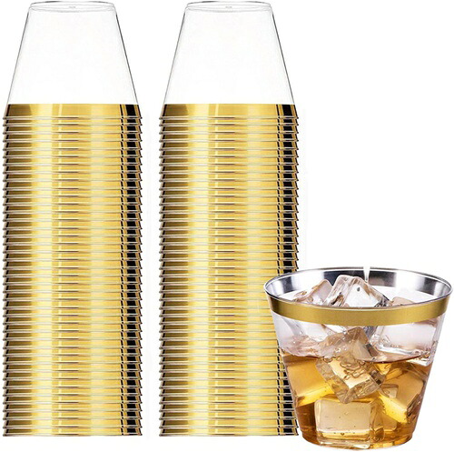 50個 プラスチックカップ プラカップ 270ML 西洋料理 カップ アイスクリームカップ 9oz 透明プラスチックカップ 使い捨てハードカップ プラスチックワインカップ カクテルカップ パーティーカ
