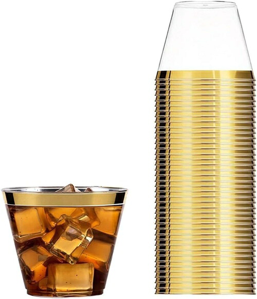 50個 プラスチックカップ プラカップ 270ML 西洋料理 カップ アイスクリームカップ 9oz 透明プラスチックカップ 使い捨てハードカップ プラスチックワインカップ カクテルカップ パーティーカ