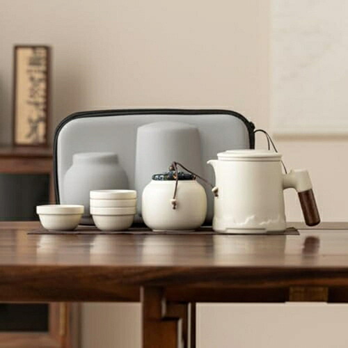 中国茶器セット 茶器セット 台湾茶器セット 旅行ティーセット 携帯用 旅行 収納バッグ付き 陶器 急須 湯呑セット ティーセット 茶器 茶皿 茶器セット簡単1-3人用携帯 ピクニック 旅行/お出かけ用｜Libre777