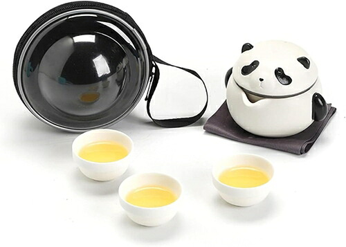 茶器仕かける 愛くるしいジャイアントパンダ 3人用 急須仕かける 中国茶器 水飲み 納める御徒面子付き添い人瀬戸もの湯呑み仕かける 旅するティーセット 持っていく茶道具 中国茶器-キッチン用品・食器・調理器具
