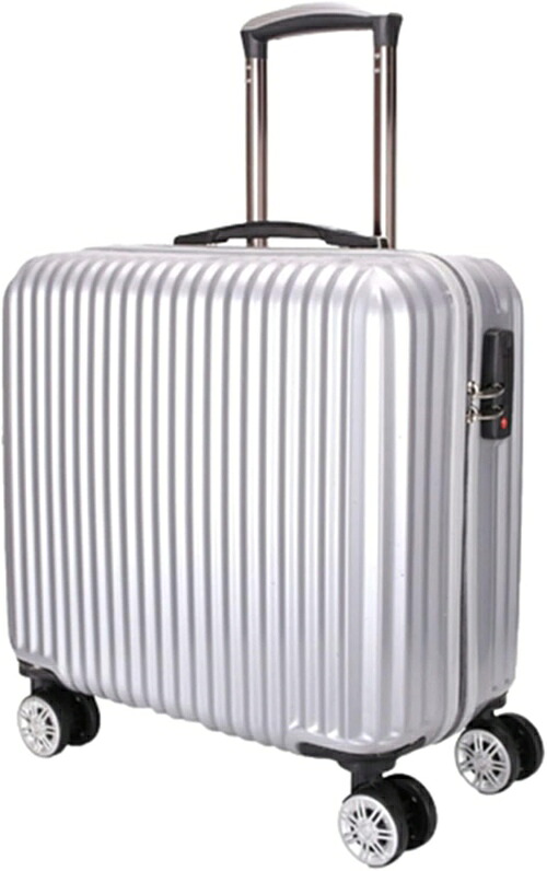 スーツケース キャリーケース 機内持ち込み 30L キャリーバッグ ファスナー式 超軽量 小型 耐衝撃 静音 ダブルキャスター 360度回転 旅行 ビジネス 出張 鏡面仕上げ シルバー SSサイズ（1