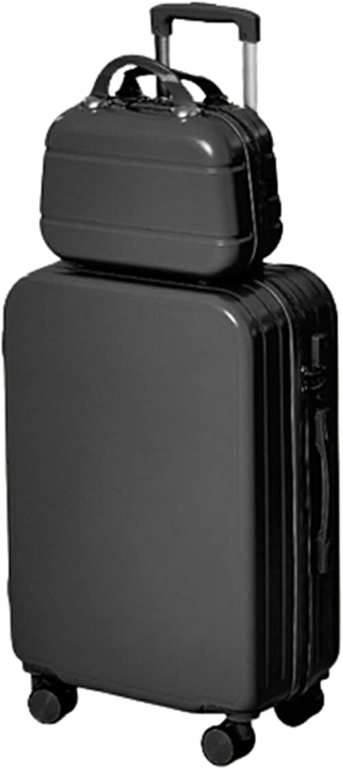 スーツケース キャリーケース 機内持ち込み 35L キャリーバッグ ファスナー式 超軽量 小型 耐衝撃 静音 ダブルキャスター 360度回転 旅行 ビジネス 出張 ハンドバッグ付き ブラック Sサイズ