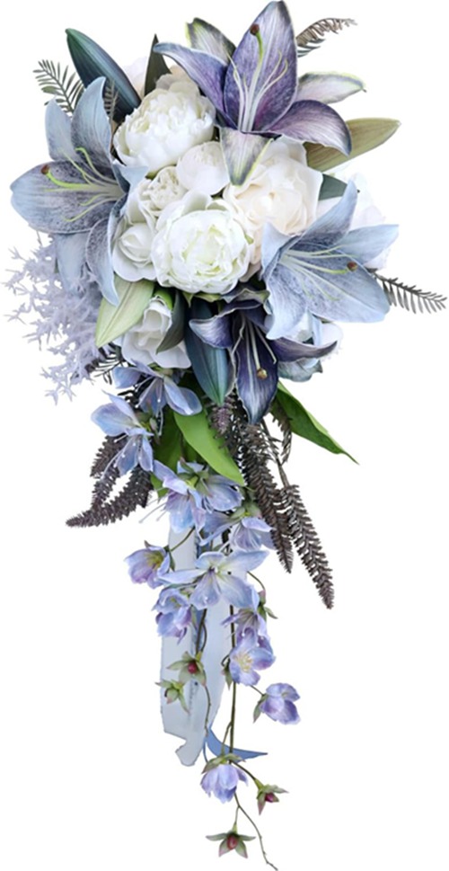ウェディング ブーケ 花嫁ブーケ 手作りブーケ ブーケトス ゆり 造花 アートフラワー 花束 花嫁 披露宴 ウェディング飾り お祝い シルク 部屋飾り 自宅 撮影道具 枯れない花 世話不要 インテリア