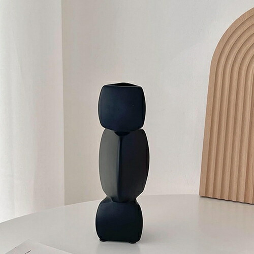 花瓶 陶器 ホワイト ブラック おしゃれ INS風 インテリア 高い 一輪挿し ドライフラワー 生け花 造花 かびん 花器 民宿 食卓 玄関 レストラン プレゼント 飾り瓶 高さ20.5*幅6.5*口