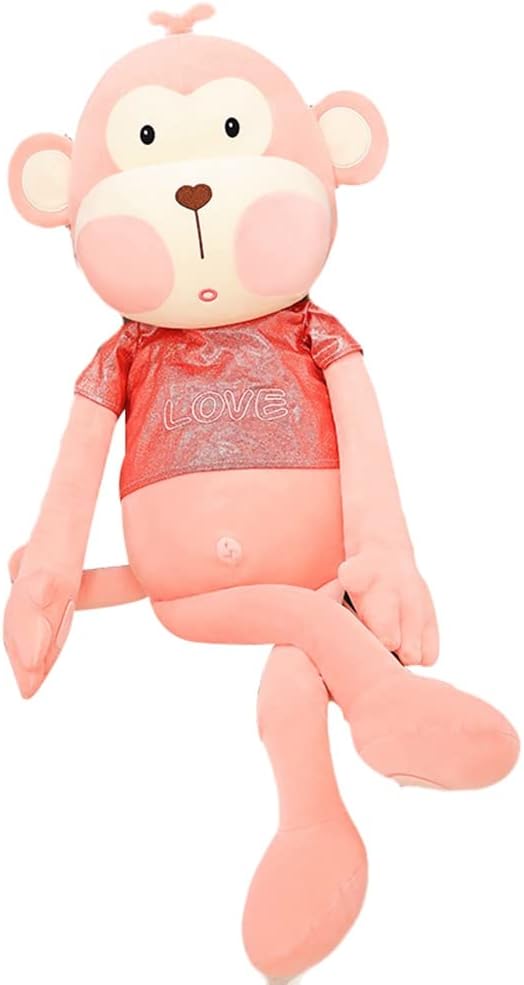 ぬいぐるみ モンキー 抱き枕 猿ちゃん かわいい 本物そっくり リアル クッション ソファー背当て クリスマス 子供向け お祝い ふわふわクッション 縫いぐるみ 癒し系 ベッドサイド 可愛い ピンク|Libre777