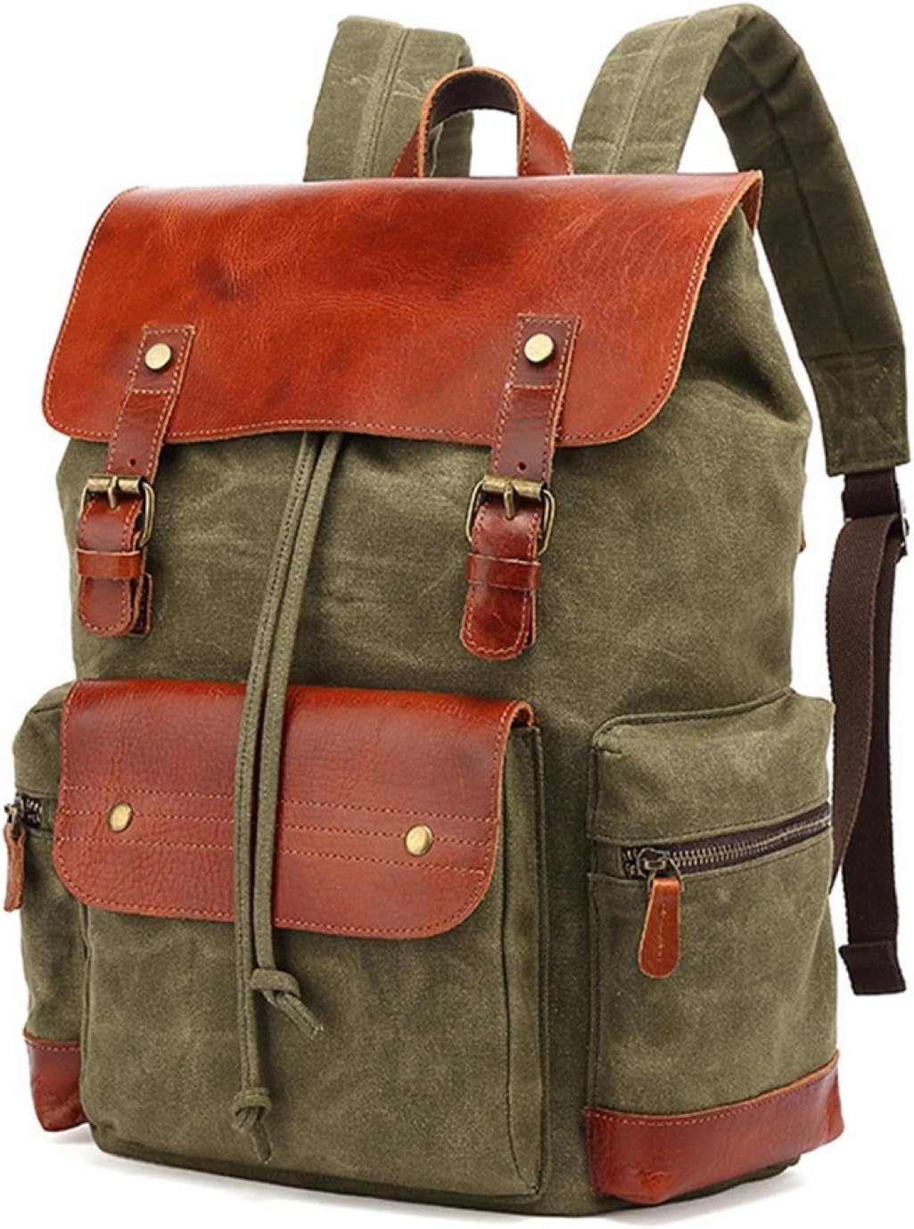 リュックサック キャンバス 防水 オイルワックス 44*36*15cm 大容量 多機能 バックパック デイパック 登山リュック・ザック ビジネス スポーツ アウトドア 旅行 出張 レトロ カジュアル