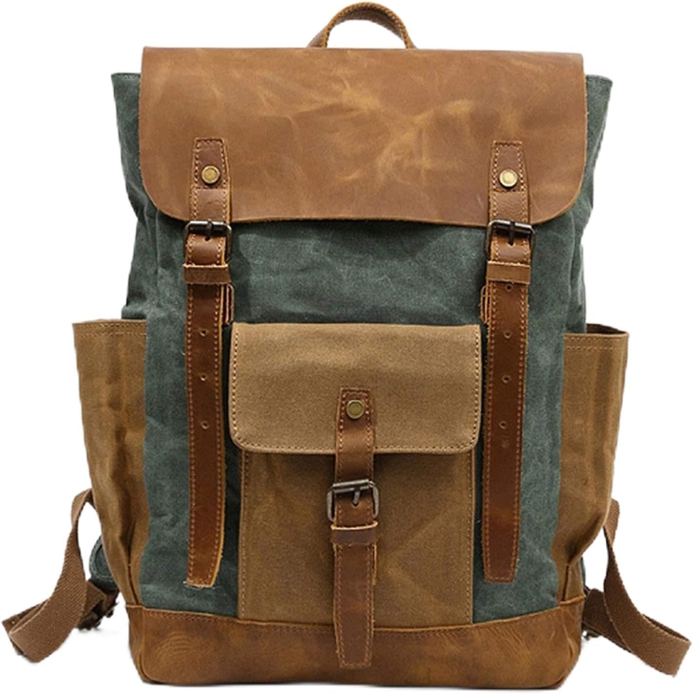 リュックサック キャンバス 防水 オイルワックス 42*33*13cm 大容量 多機能 バックパック デイパック 登山リュック・ザック ビジネス スポーツ アウトドア 旅行 出張 レトロ カジュアル
