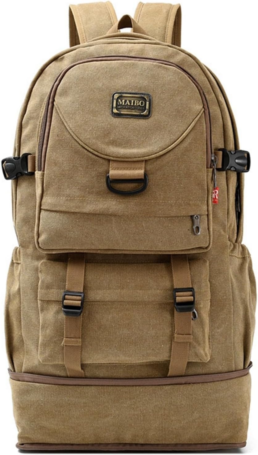 リュックザック キャンバス 容量増加可能 61*35*20cm レトロ 耐摩耗 軽量 多機能 大容量 丈夫 バックパック ナップザック スポーツ アウトドア 登山 キャンピング 徒歩 ハイキング 旅行
