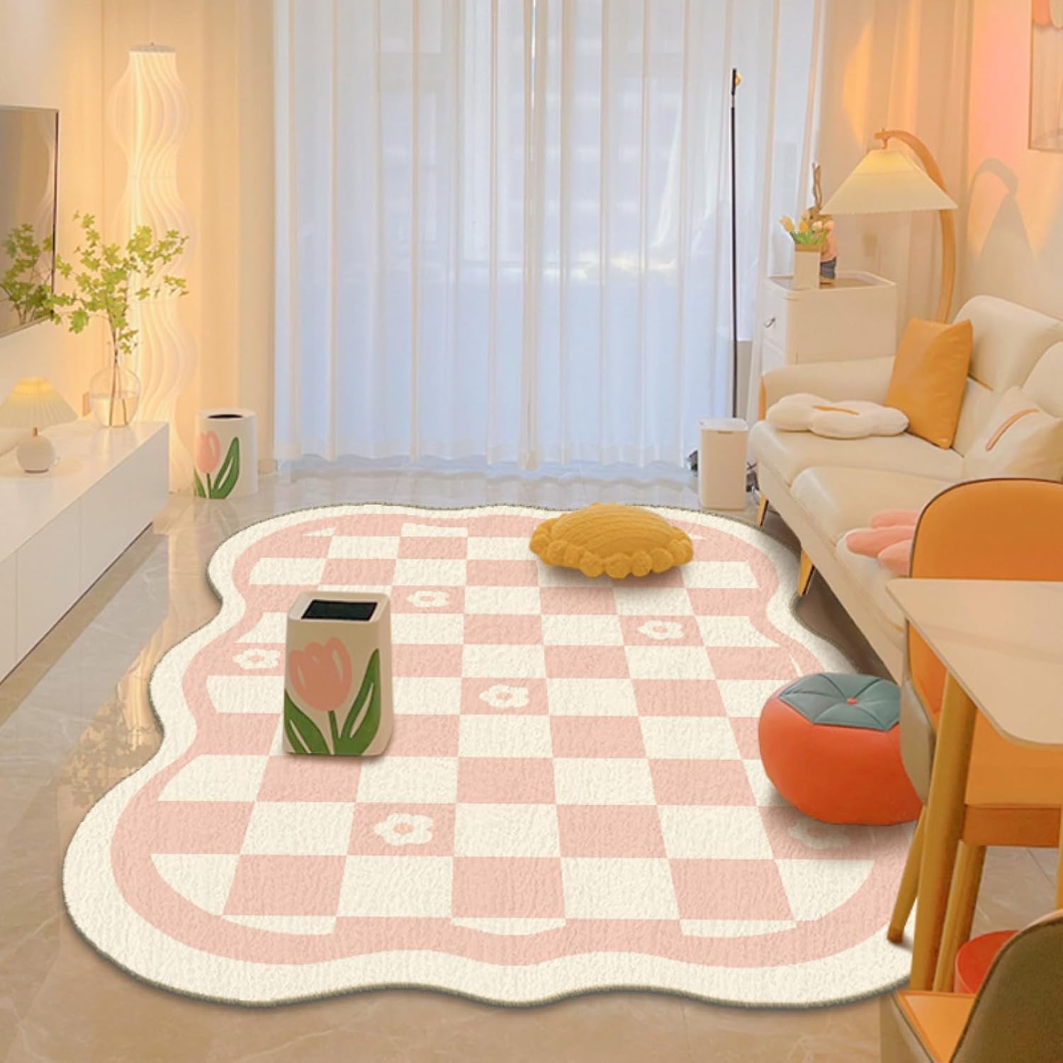 カーペット ラグマット ラグカーペット シャギー カシミヤ モコモコ ふわふわ おしゃれ 静音性 転倒防止 滑り止め 厚い フロアマット 床保護 リビング 子供部屋 柄6 120*180cm
