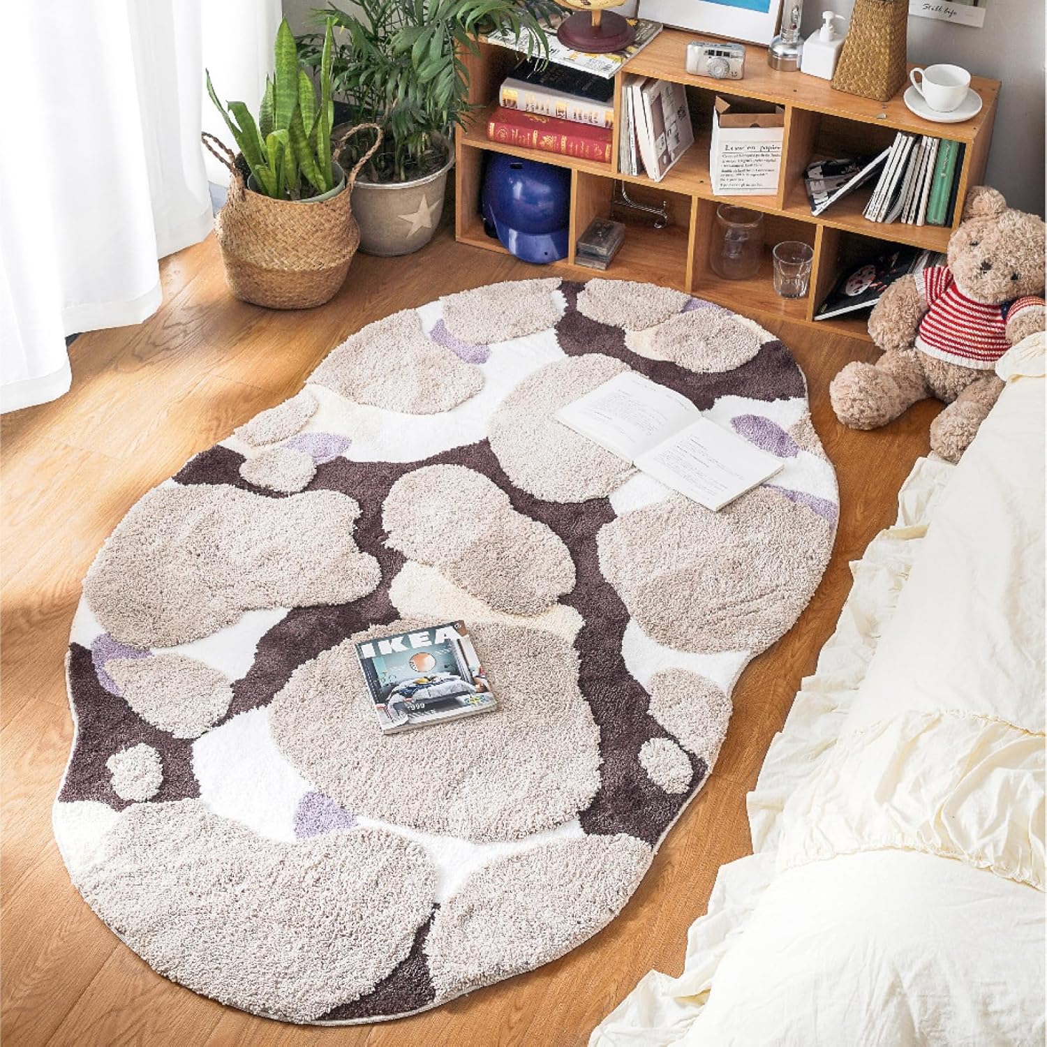 引っ敷き 引っ敷き 引っ敷き パステル色の ラグカーペット フロッキ一製作 引っ敷き 楕円面 朦々たる モコモコ 静音性 すべり打ちきり付き添い人 リビング御部屋 御茶の間用 オール時節 柄1 120*200糎