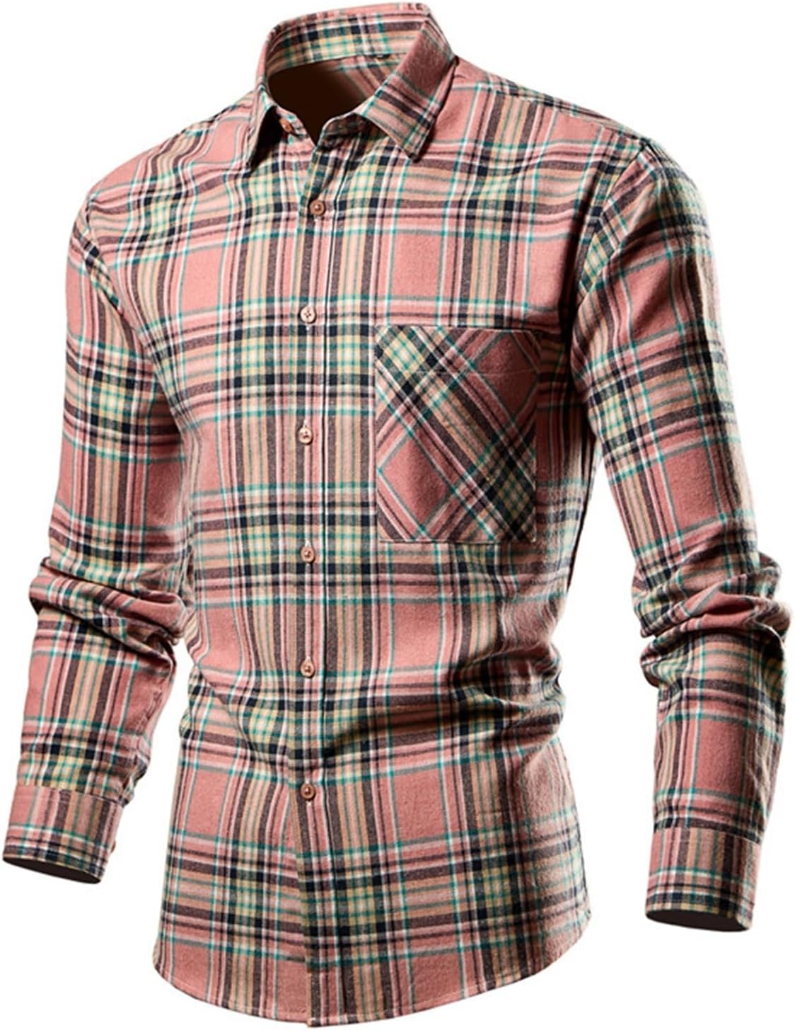 大きいサイズ チェックシャツ 長袖 メンズ 赤 青 M~4XL ビジネスシャツ 胸ポケット 折り襟 ワイシャツ スリム フィット タータンチェック 柔らか 簡約 吸汗速乾 汗染み防止 快適 通勤 ピン｜Libre777