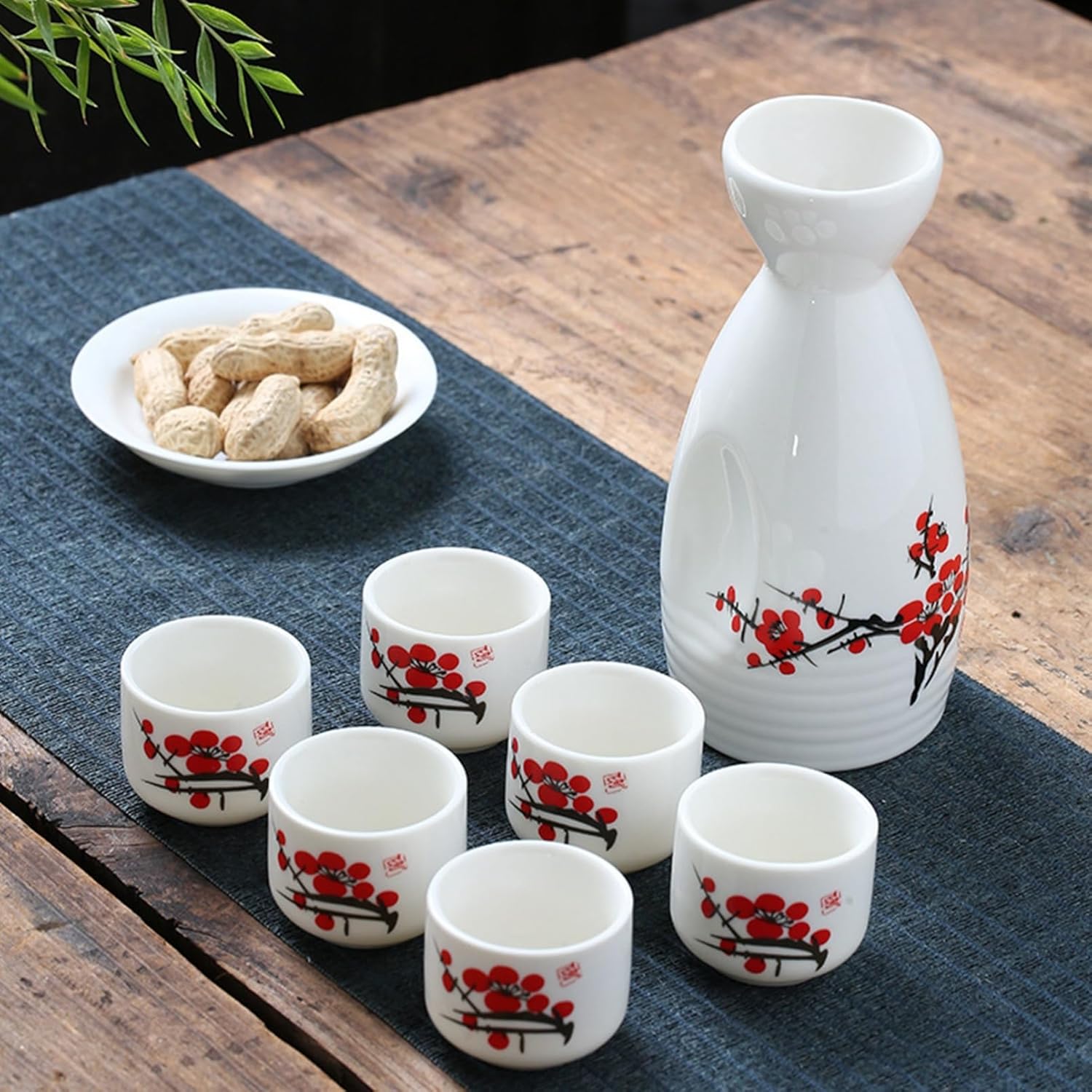 楽天市場】7点セット 酒器セット セラミック 徳利 花柄 猪口 ぐい呑