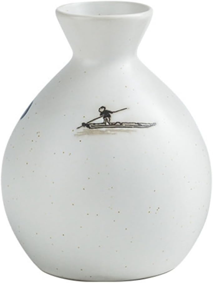陶磁器製 酒器セット とっくり 手描き 酒盃 おちょこ 日本酒用 徳利+お猪口1個 和酒徳利セット 酒水差し お酒入れ シンプル ヴィンテージ 電子レンジ対応 冷酒 居酒屋 家用 ギフト 引っ越し祝