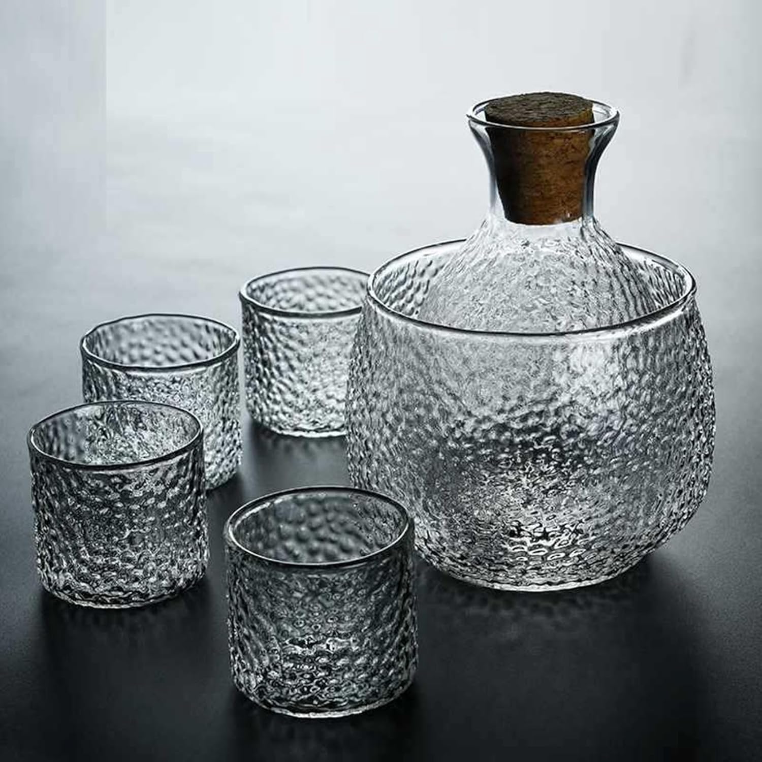 冷酒器 酒器セット 徳利 とっくり ぐい呑み おちょこ お猪口 盃 セット 冷酒耐熱ガラス ガラス徳利セット 冷酒グラス 燗器 熱燗セット ガラス グラス シンプル 温酒用 宴会 花見 居酒屋 家庭用