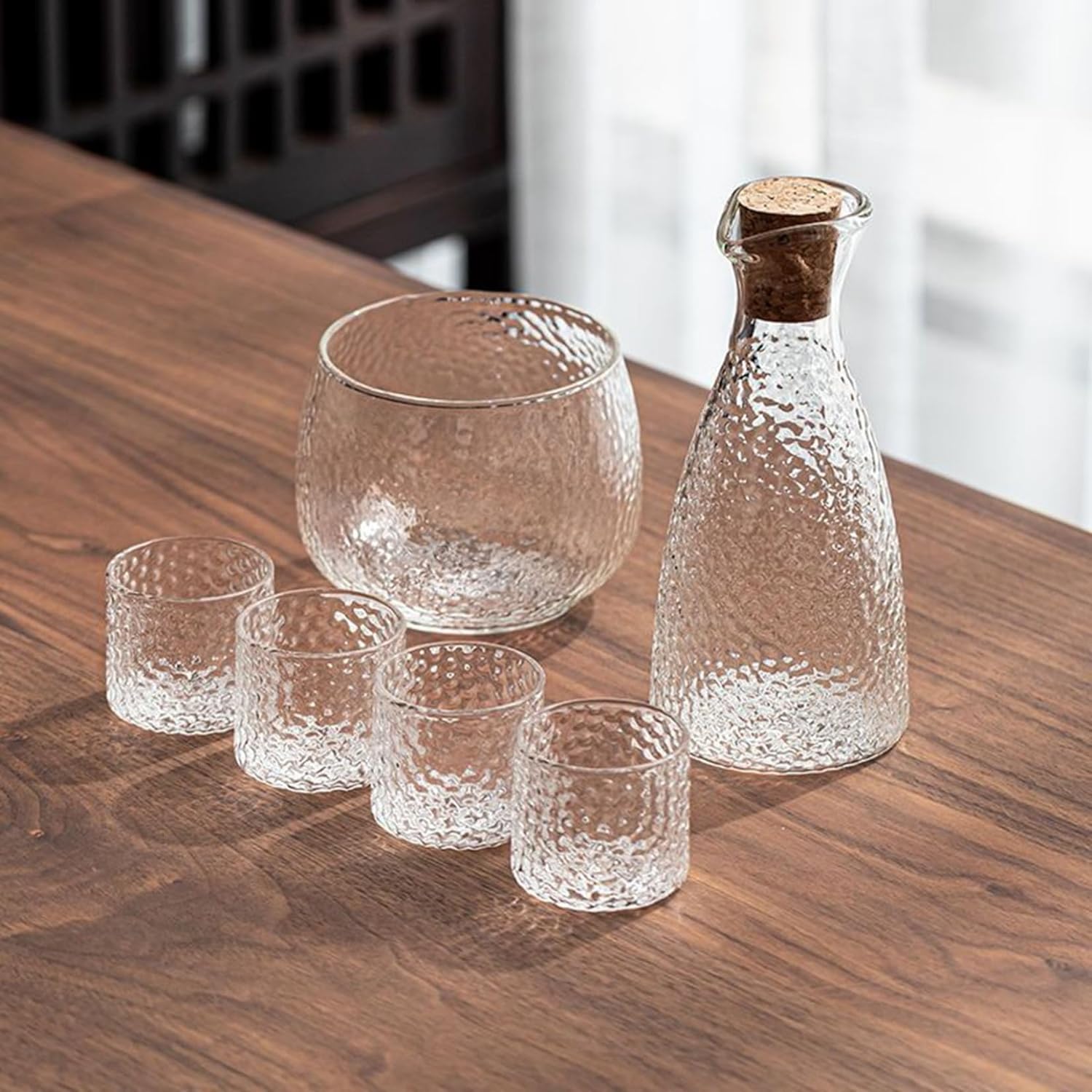 硝子徳利仕掛ける 酒器仕掛ける 冷酒器 硝子徳利 おちょこ 冷酒水呑み 硝子 水呑み 日本酒用 入れもの 日式 和風 分かりやすい 瓶 酒盃 カップホルダ 御盆 母の日 父の日 赤ちょうちん 住み替え祝