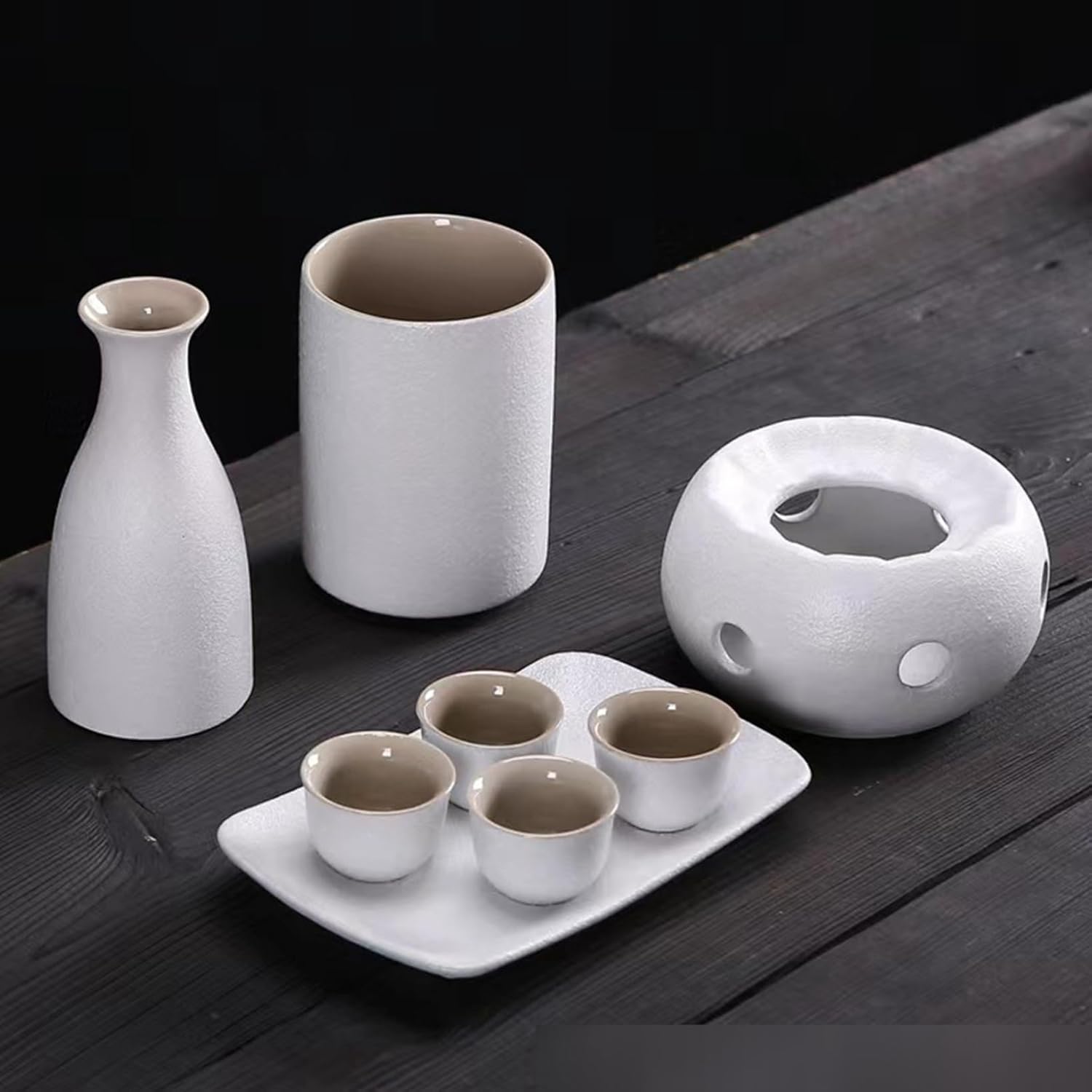 熱燗セット 酒器セット セラミック 徳利 ぐい呑 お猪口 ストーブ 徳利+お猪口4個 おちょこ 盃 酒器揃 お酒入れ セット 電子レンジOK シンプル 宴会 花見 プレゼント 結婚記念日 居酒屋 家庭