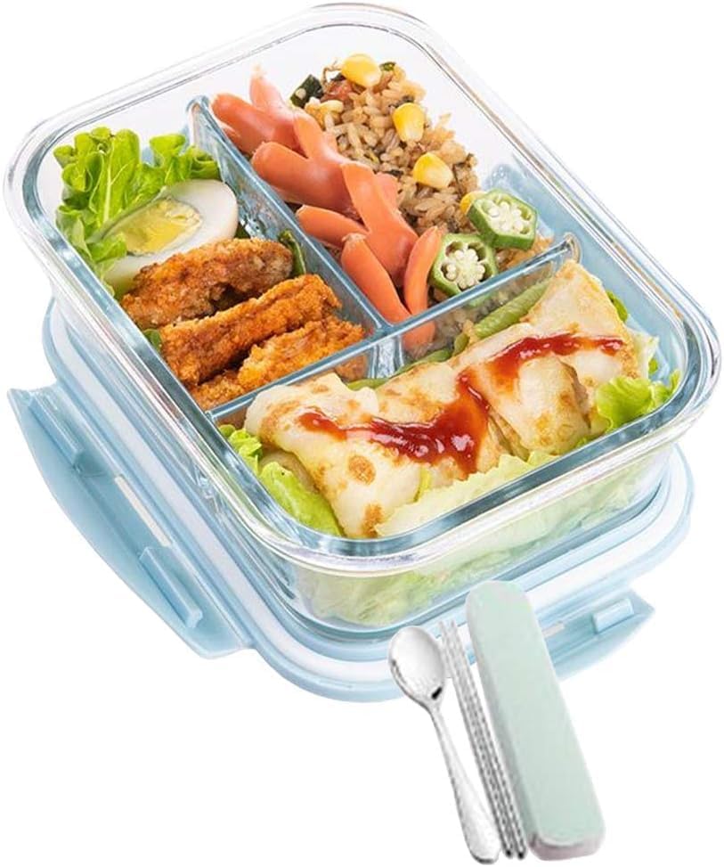 弁当箱 耐熱瑠璃 携帯型 刀圭付き添い人 矩形 澄み切った 2つ間仕切り 3つ間仕切り 1040ML 大電気容量 耐熱耐冷 食器洗い機可 オーヴン可 氷る可 陰電子領域相応う 夕御飯ボックス席 合切袋袋を手当たり次第に 弁当箱・水筒-キッチン用品・食器・調理器具