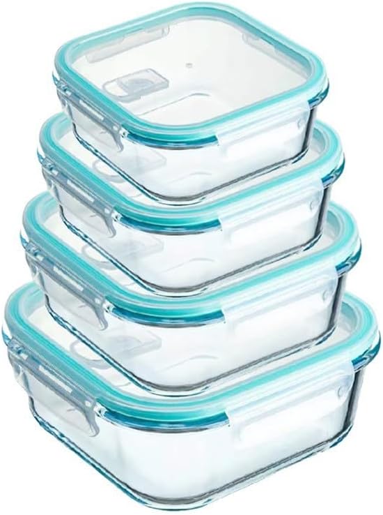透明で無 ディナープレート 耐熱ガラスのお弁当箱 オーブン可能 電子レンジ 耐食性 耐摩耗性 収納ボックス 高温耐性の高いホウケイ酸ガラス製ランチボックス 角型 520ml 2個 飲食店利用者