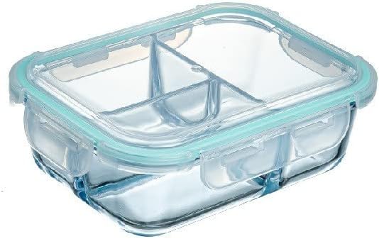 耐熱容器 お弁当箱 耐熱ガラス 保存容器 おべんとう箱 ランチボックス 蓋付き 透明グラス ホウケイ酸ガラス 電子レンジ対応 漏れ防止 厚い 仕切り式 密閉式 耐熱温度-20℃-400℃ (グリーン