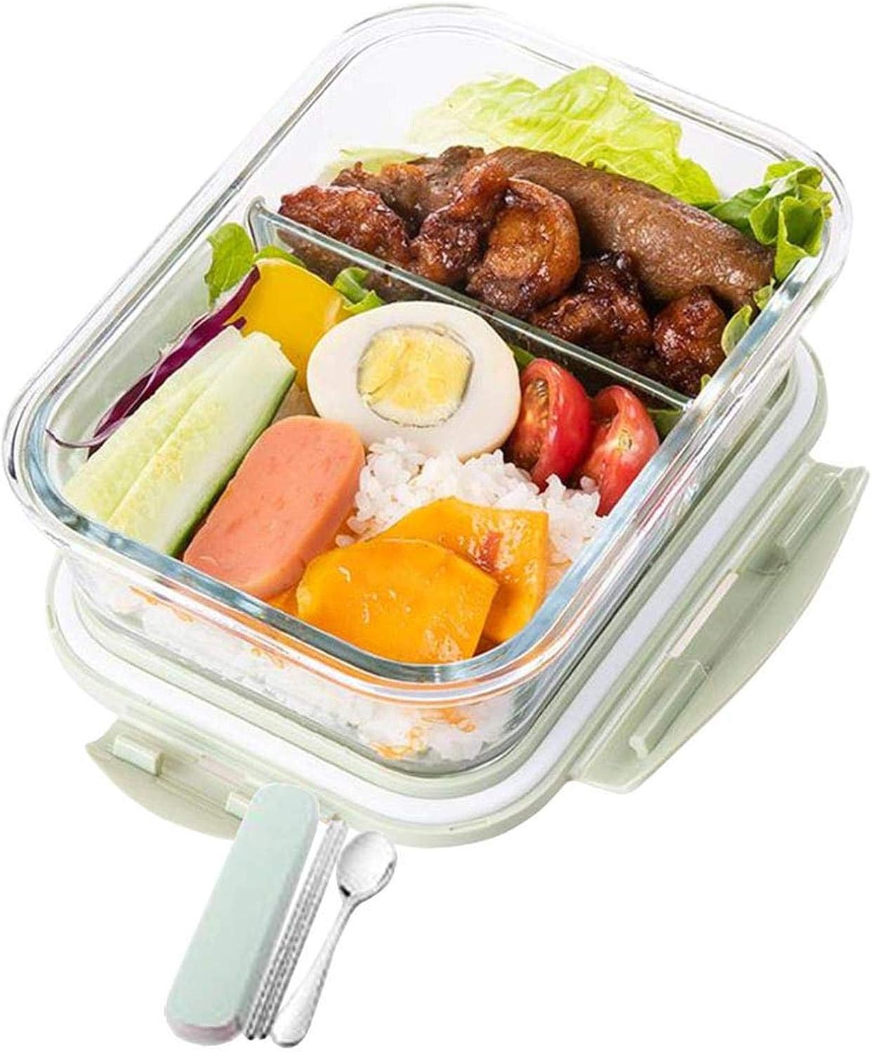 1個弁当箱 耐熱ガラス 長方形 透明 大容量 お弁当箱 耐熱耐冷 冷凍可 電子レンジ対応 ランチボックス