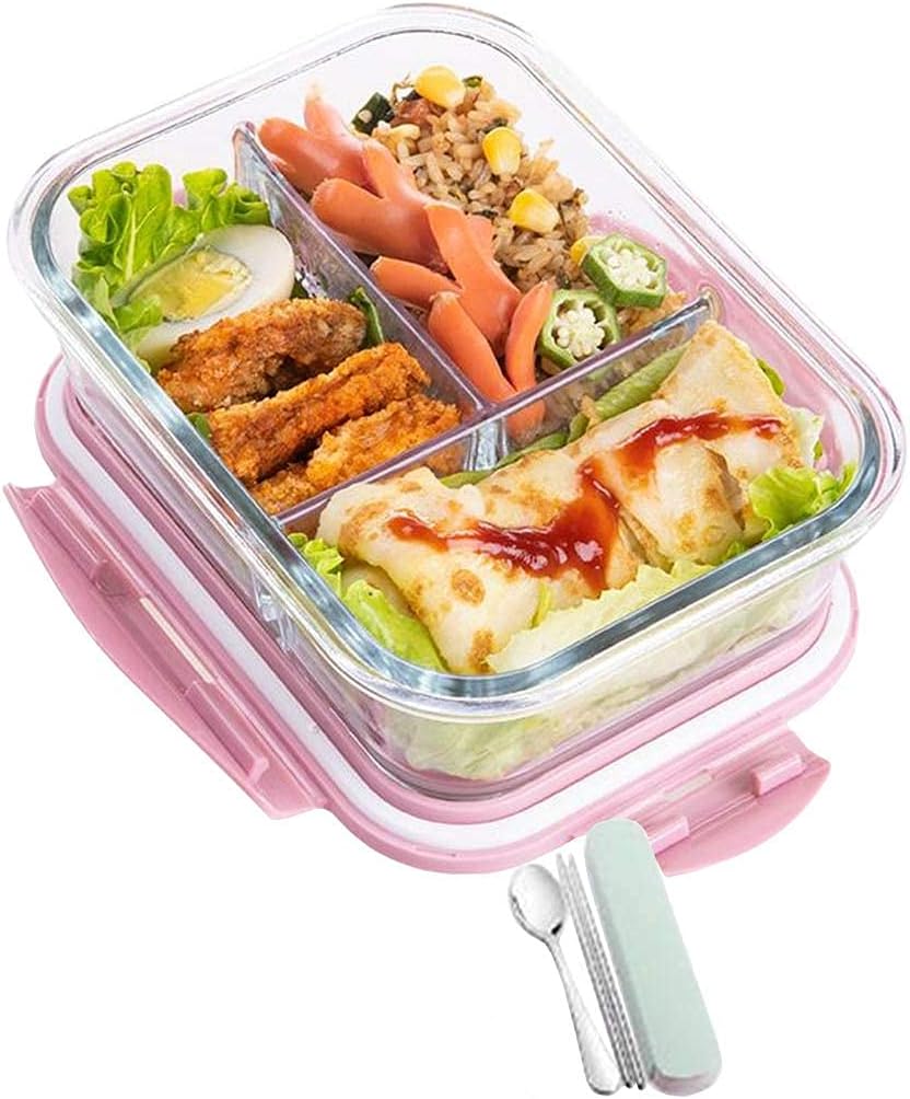 弁当箱 耐熱瑠璃 携帯型 御匙付き添い人 矩形 澄み切った 2つ分け取り 3つ分け取り 1040ML 大静電容量 お弁当箱 耐熱耐冷 食器洗い機可 オーヴン可 凍る可 陰電子範囲相応う 晩ご飯ボックス席 合切袋袋を
