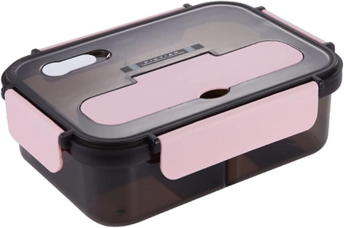 弁当箱 屋外旅行食品コンテナ収納断熱弁ボックス学生スナックボックス朝食箱 (Color : Pink Lunch Box Capacity : 1100ml)