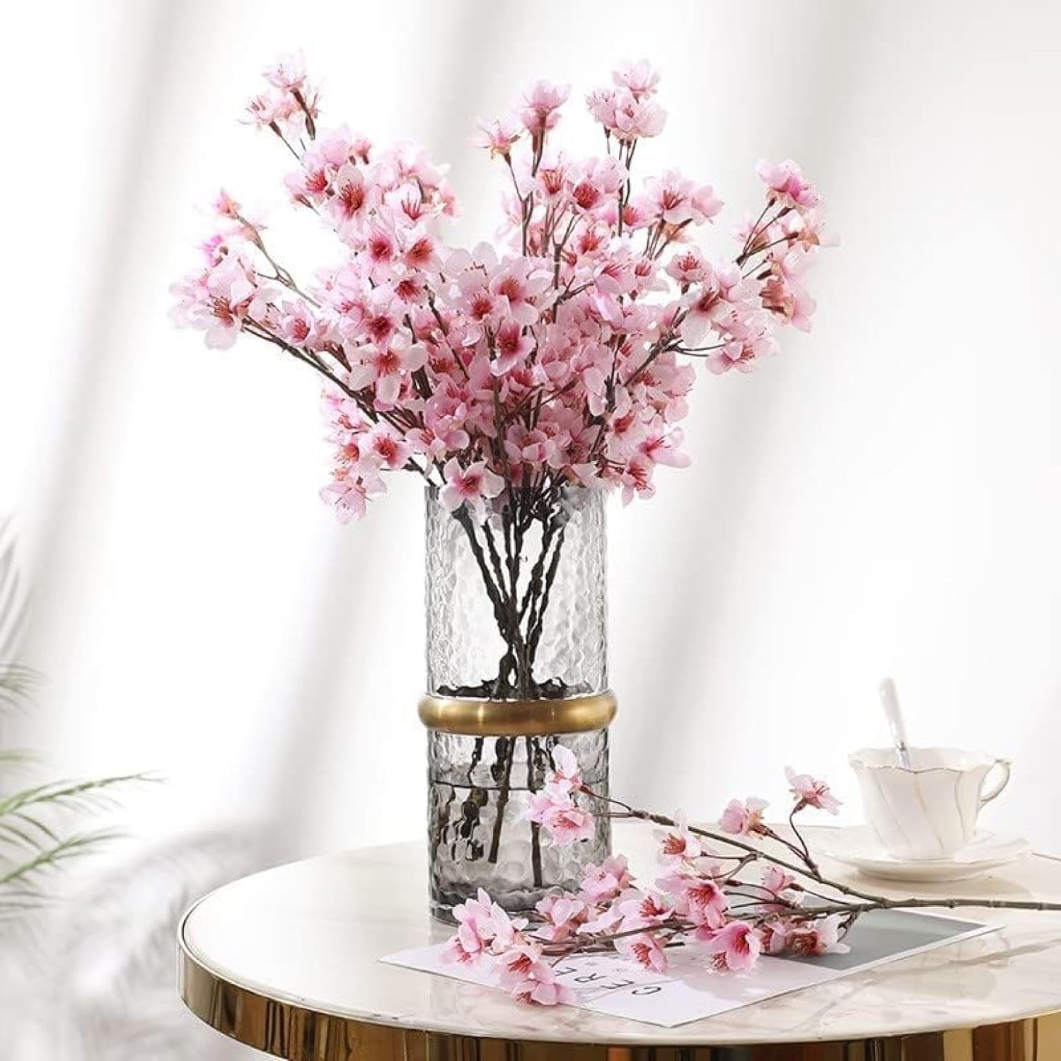 桜 造花 6本セット さくら 春の花 絹花 シルク花 桃の花 枯れない花 花束 人工観葉植物 フラワーアレンジメント 写真撮影 開店祝い 誕生日 お見舞い お礼 部屋飾り 40cm/本｜Libre777