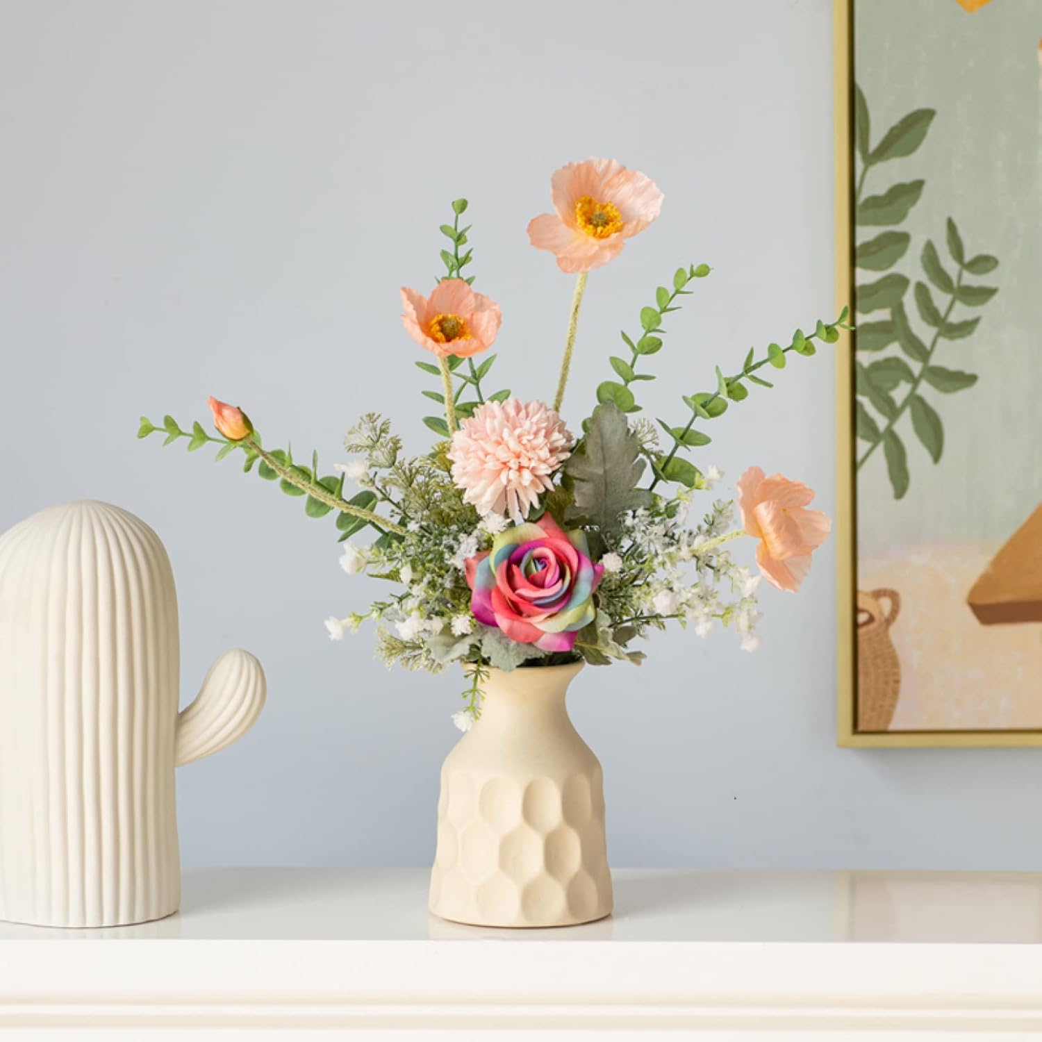 造花 セット(造花+花瓶) 花瓶付き 陶器 インテリア お見舞い 部屋飾り プレゼント ギフト 節日 結婚式 写真撮影 景品 入学 卒業 昇進 転居 結婚祝い 定年祝い 還暦祝い 新築祝い 送別会 ギ|Libre777