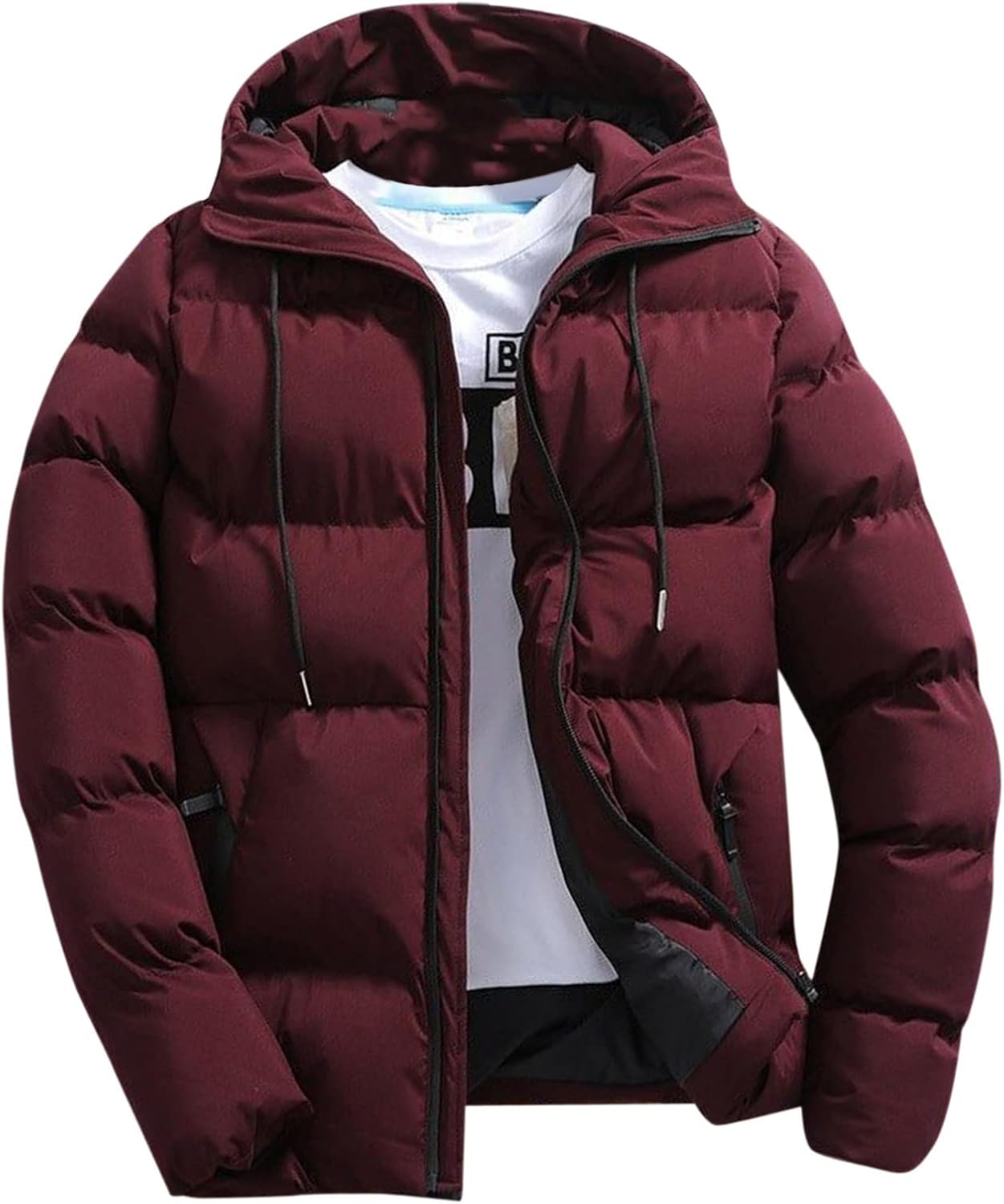 ダウンジャケット フード付き ダウンコート メンズ 綿服 厚手 コート 防寒着 防風 おしゃれ 冬服 軽量 保温 男性用 スリム アウター 中綿 暖かい 撥水 防寒 カジュアル ゴルフ 大きいサイズ