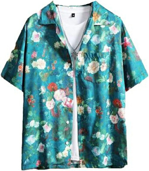 アロハシャツ メンズ 総柄 夏服 キューバシャツ 半袖 ハワイアン ビーチシャツ 紫外線カット カジュアル かっこいい 羽織り 通気速乾 花柄シャツ トップス ゆったり 大きいサイズ 旅行 アウトドア