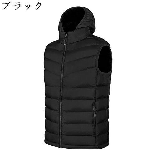 オーバーサイズ 中綿ベスト ダウンベスト メンズ 秋冬 防寒 厚手 綿 軽量 フード付き ファスナー付き ポケット ノースリーブ パファーベスト ベスト 無地 オシャレ ハンサム 通勤着 作業着 アウター