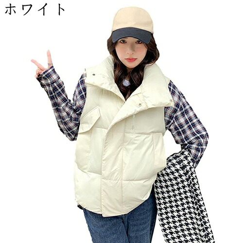 落ち込む限りない レディース 軽さ 春 秋 冬 防寒 あたたかい 綿 途轍も無い大きさ 着痩せ 中綿限りない 遊撃手丈 袖なし 立ち襟 衣嚢付き添い人 ジッパー付き添い人 限りない 無地 心地よい 好いたらしい 運動競技 事務所