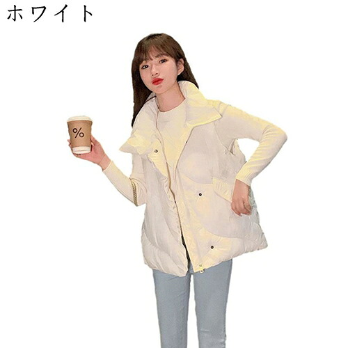 立ち襟 ともし火掛け目 落ち込む限りない 中綿限りない レディース 秋冬服 防寒 保温性 綿 パファーベスト 無地 格好のいい 分かりやすい 御勤め着 事務所 限りない 途轍も無い大きさ ゆったり ファスナー 衣嚢 袖なし