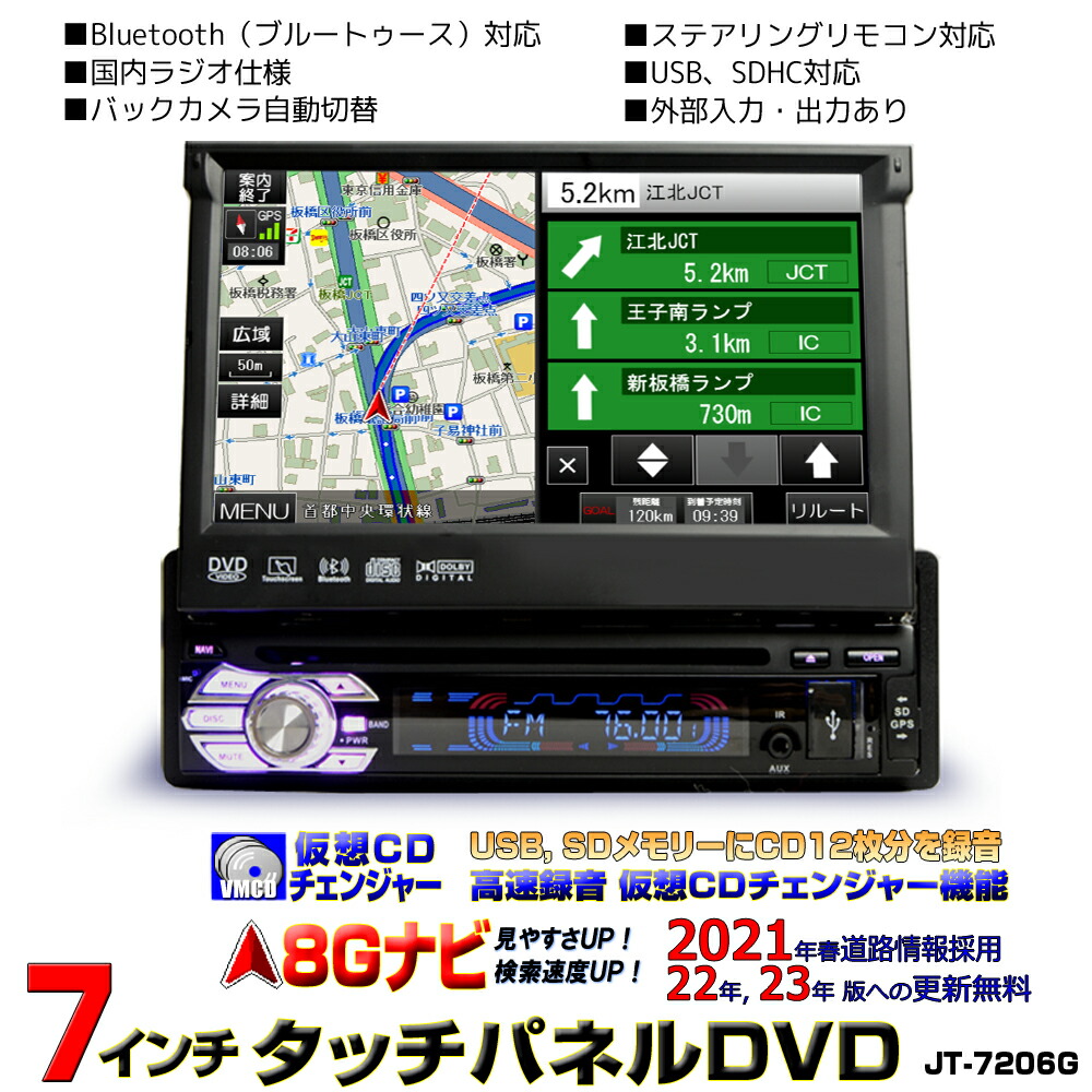 カーナビ21年春版３年間無料更新 1dinインダッシュ 8g 76 車載 カーナビ21年春版３年間無料更新 ラジオ 動画 ７インチタッチパネル 21年春版３年無料更新１ｄｉｎカーナビ 車用品 Usb Dvdプレーヤー 動画 カーナビ 外部入出力あり1din ｊｏｎｊｏｎ Sd 音楽